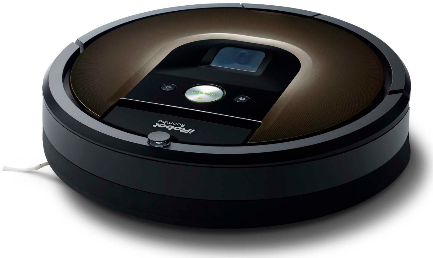 Robotic vacuum cleaner with camera pointed at the horizon